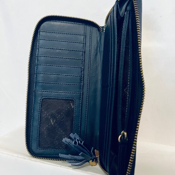 Vince Camuto Navy Blue/Gold Women's Zip Up Around Wallet-Genuine Leather-Storage - Picture 12 of 15
